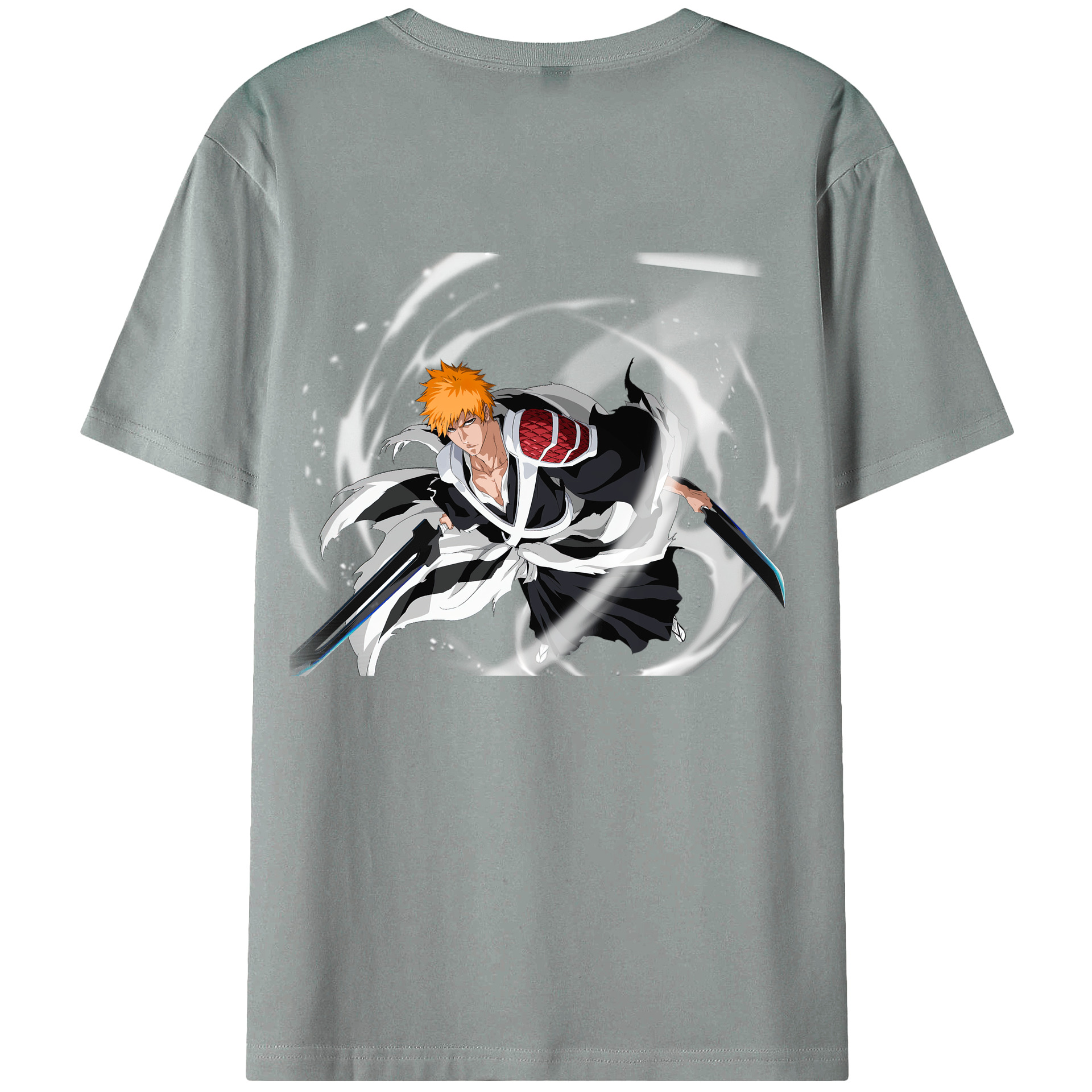（画像用） ブリーチ 黒崎一護（くろさき いちご）BLEACH Kurosaki Ichigo 綿100％ メンズ半袖Tシャツ（バックプリント） 通気性